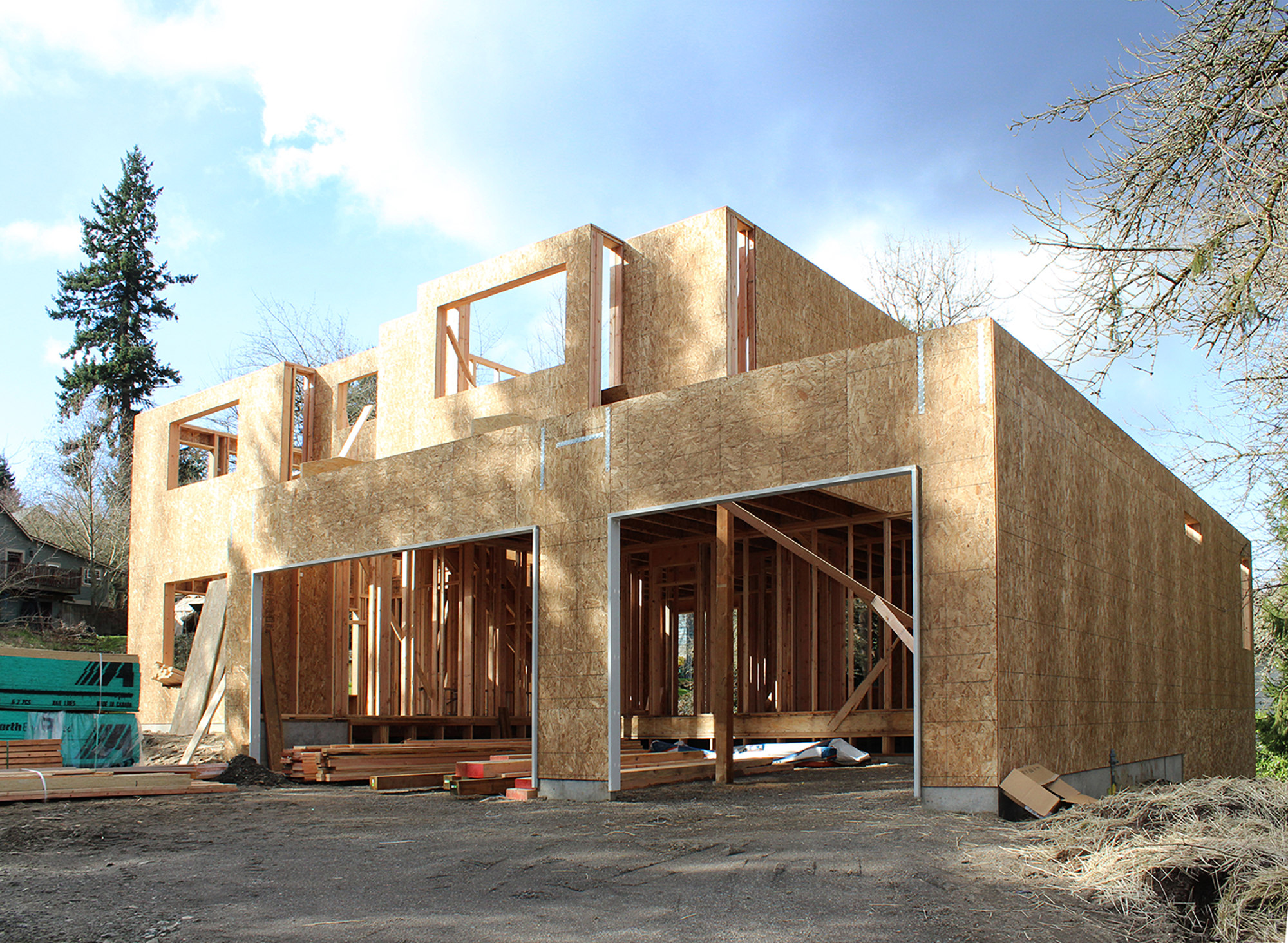 House Mid-Construction A house in the middle of construction.